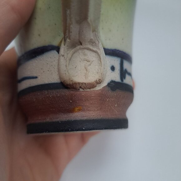 Studio Artisan Pottery Mug Green Brown Glaze Line Accent Coffee Cup Rustic - Picture 14 of 14